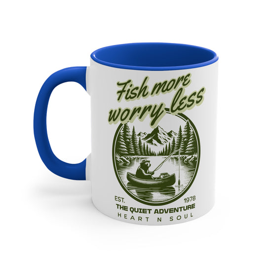 Fish More Worry Less 11oz Accent Mug