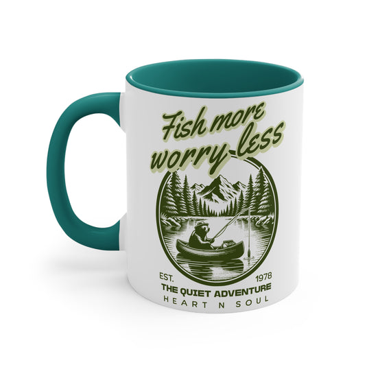 Fish More Worry Less 11oz Accent Mug